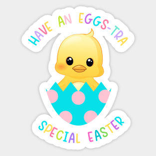 Colorful Happy Easter Chick Sticker